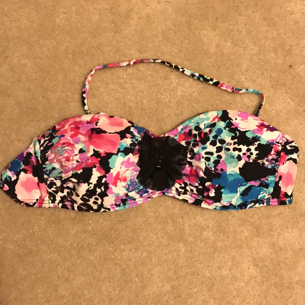 Kenneth Cole floral bandeau bikini top